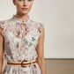 Ross Sleeveless Floral Dress - Beige