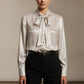 Lorna Bowknot Metallic Shirt - Beige