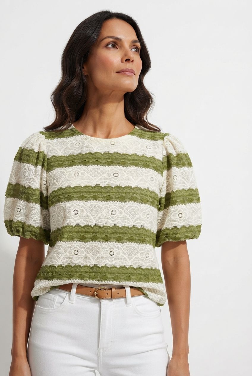 Lola Striped Crop Top - Green