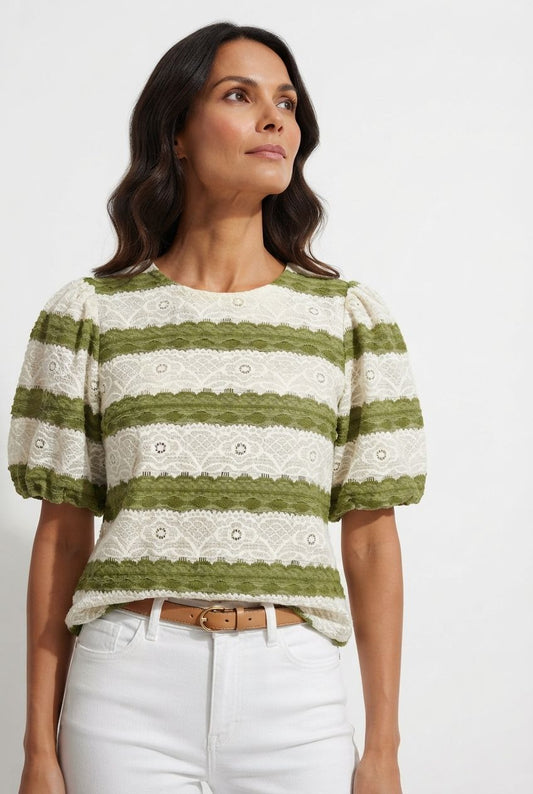 Lola Striped Crop Top - Green