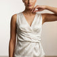 Lorna Front Drape Printed Top - Bright Beige