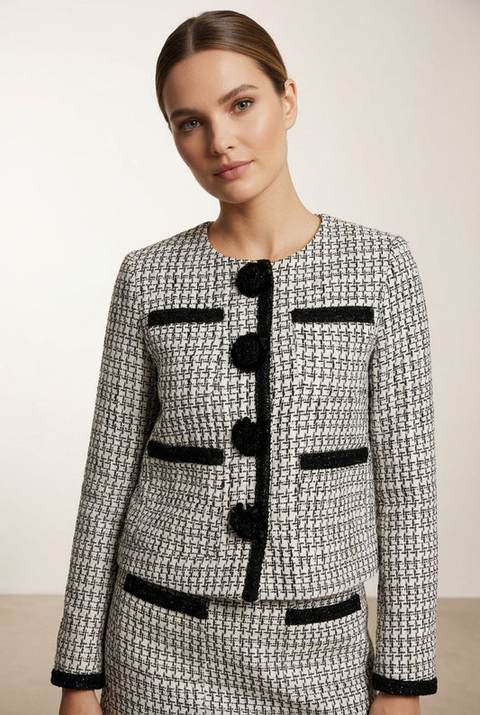 Maeve Tweed Blazer - Black and White
