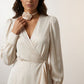 Fiona Flower Necklace Wrap Dress - Beige