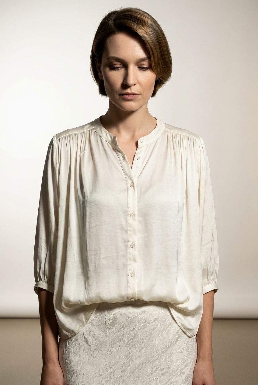 Flora Beige Satin Shirt