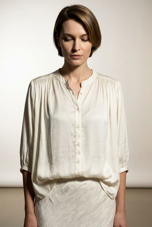 Flora Beige Satin Shirt