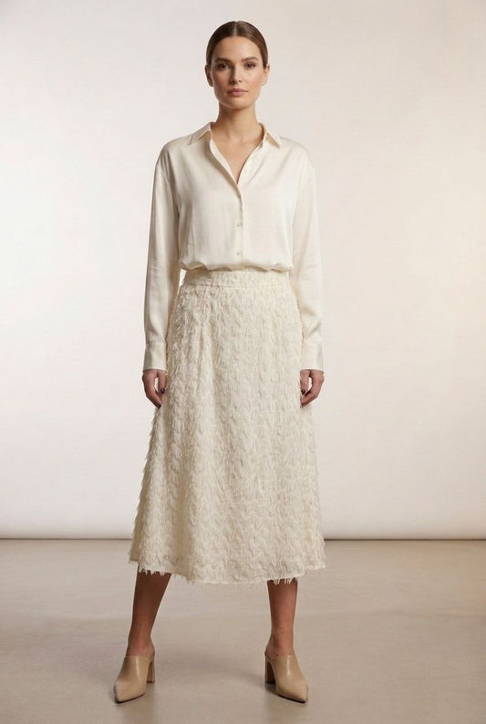 Mona Skirt with Wave Pattern - Beige