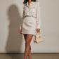 Luna Button Detail Bodycon Dress - White and Beige