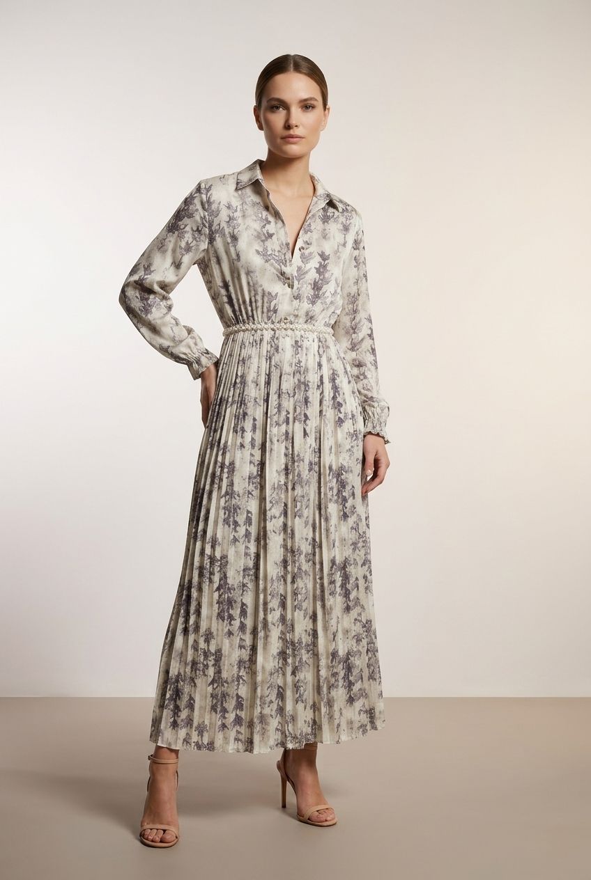 Sophia Printed Dress - Grey