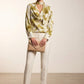 Arlene Elegant Choker Cowl Neck Puffy Sleeve Blouse - Lime Green