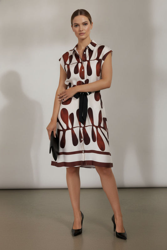 Bella Printed Shirt Dress with Belt