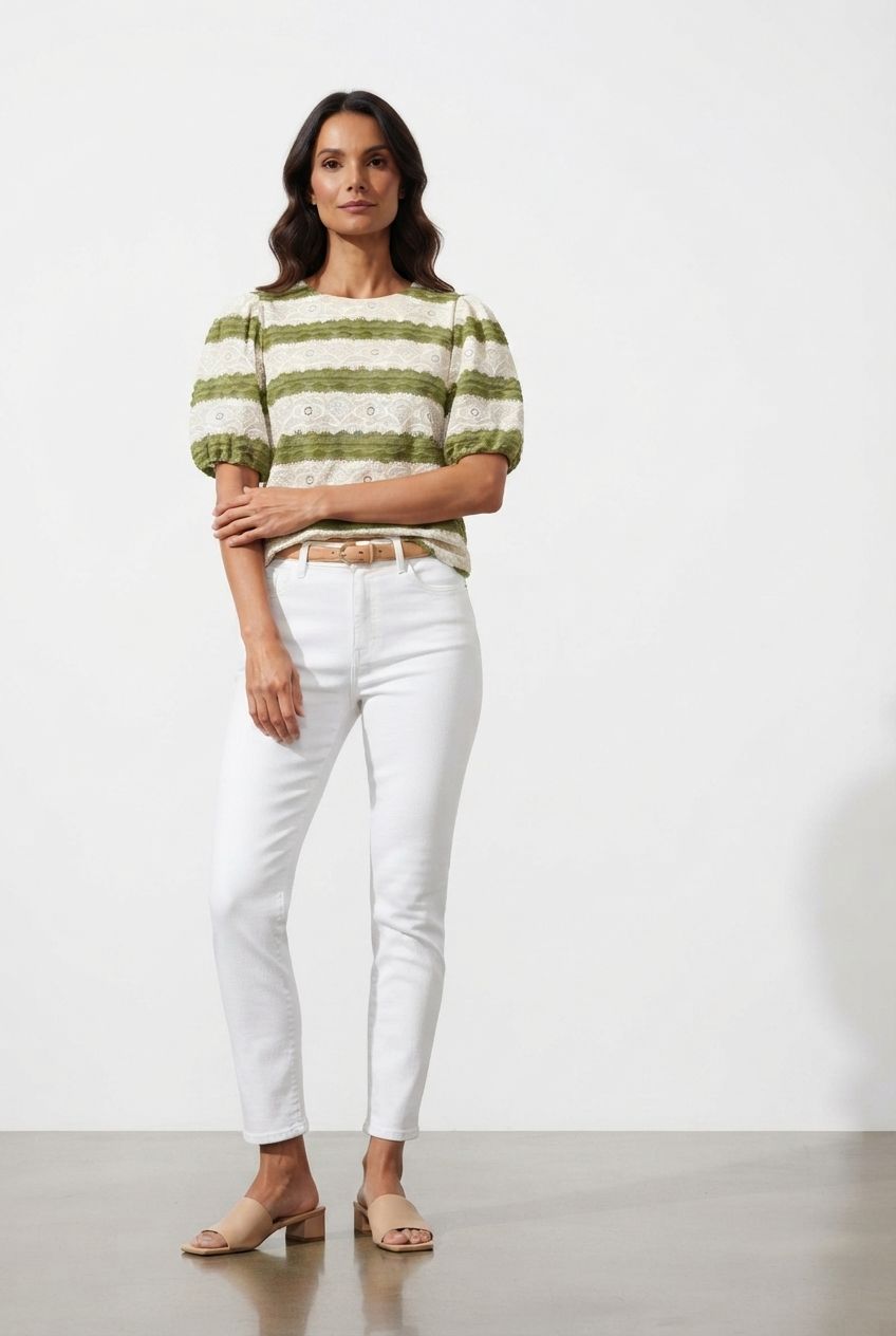 Lola Striped Crop Top - Green