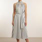Siobhan Satin Striped Tent Dress - Navy and White