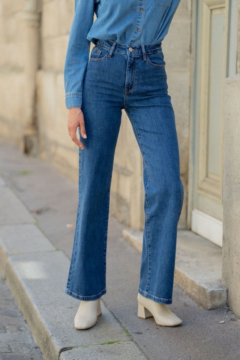 Gabrielle Wide Leg Jeans - Dark Blue