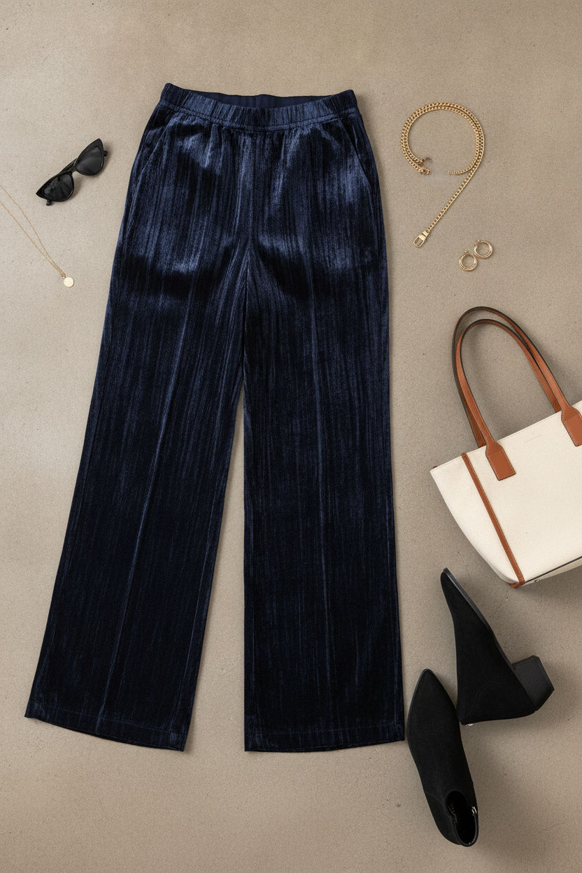 Velvet Trousers in Navy