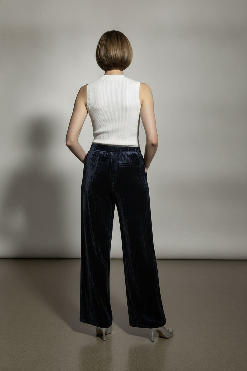 Velvet Trousers in Navy