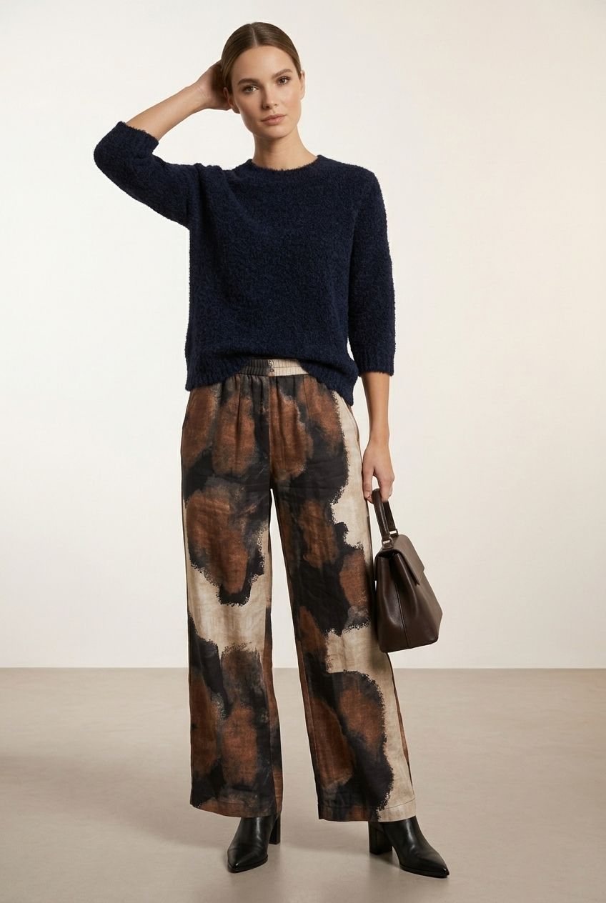 Navy Jumper with Midi Sleeves