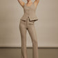 Norma Button Up Waistcoat - Taupe