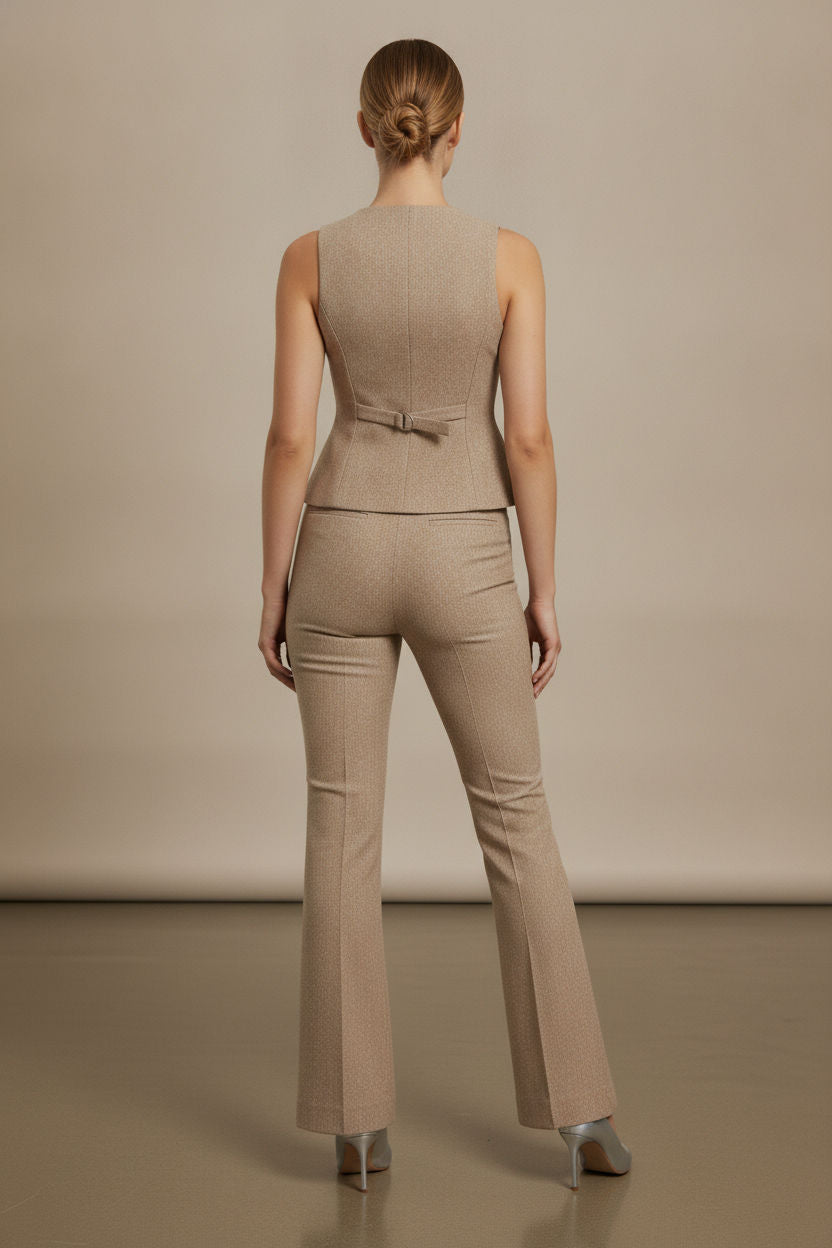 Norma Button Up Waistcoat - Taupe