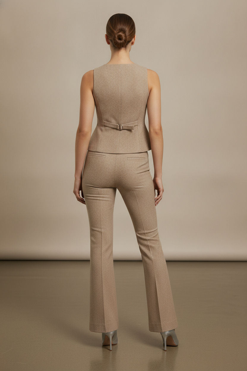 Norma Tailored Flare Trousers - Taupe
