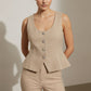 Norma Button Up Waistcoat - Taupe