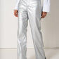 Barbara Trousers in Faux Leather - Silver