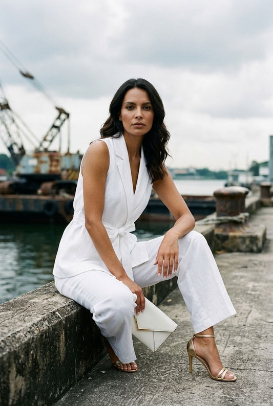 Ava Tailored Trousers with Pockets - White