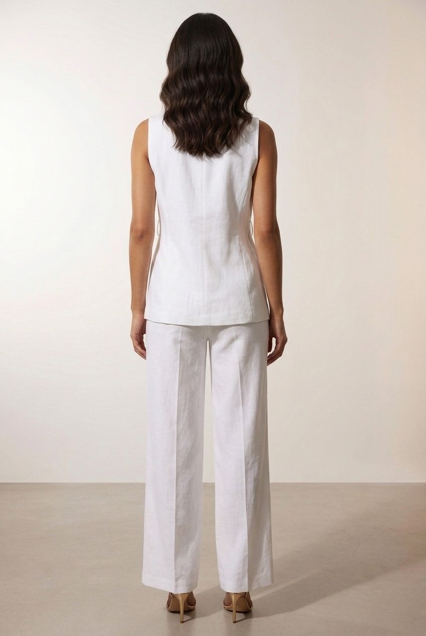 Ava Tailored Trousers with Pockets - White