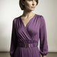 Luna Belted Satin Dress - Purple