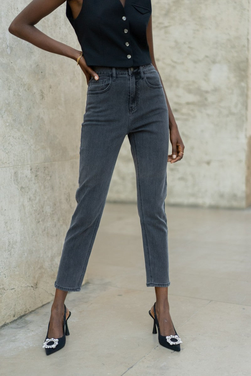 Mom Fit Jeans - Dark Grey