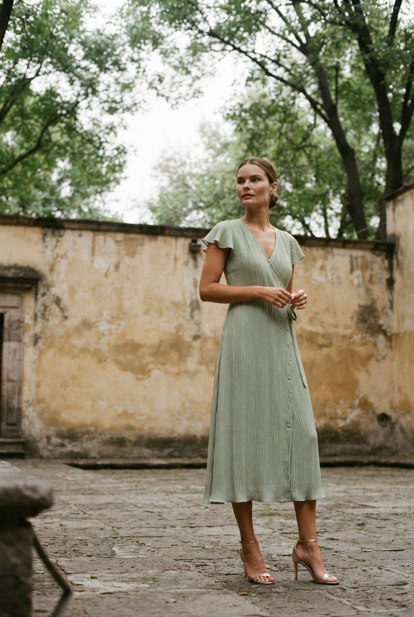 Dora Belted Wrap Dress - Green