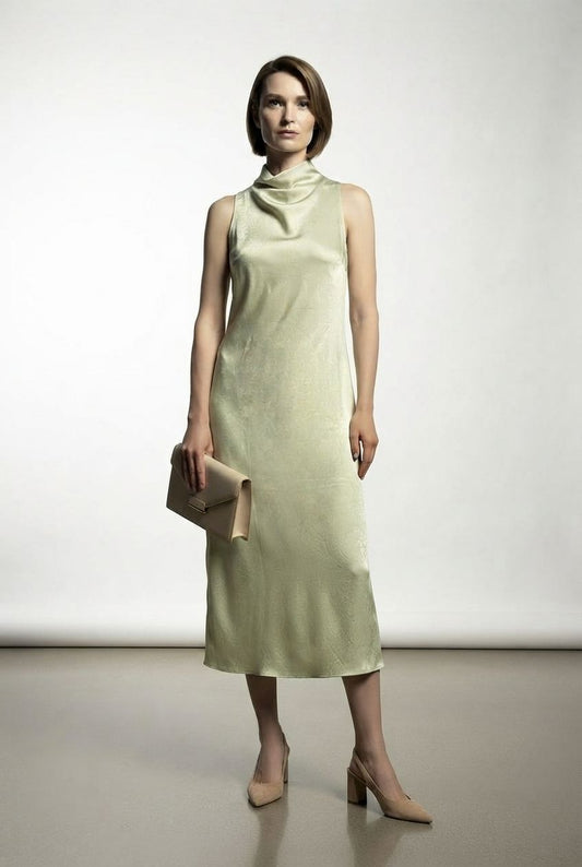 Jennifer Satin Dress - Lime Green