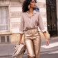 Solange Straight Leatherette Pants - Golden