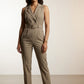 Natalie Stripped Jumpsuit - Taupe