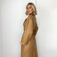 Camel Faux Leather Belted Trench Coat