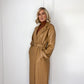 Camel Faux Leather Belted Trench Coat