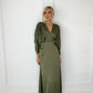 Norah Khaki Satin Dress