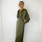 Norah Khaki Satin Dress