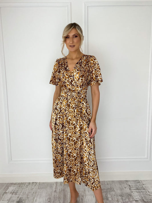 Lucia Animal Printed Dress - Brown