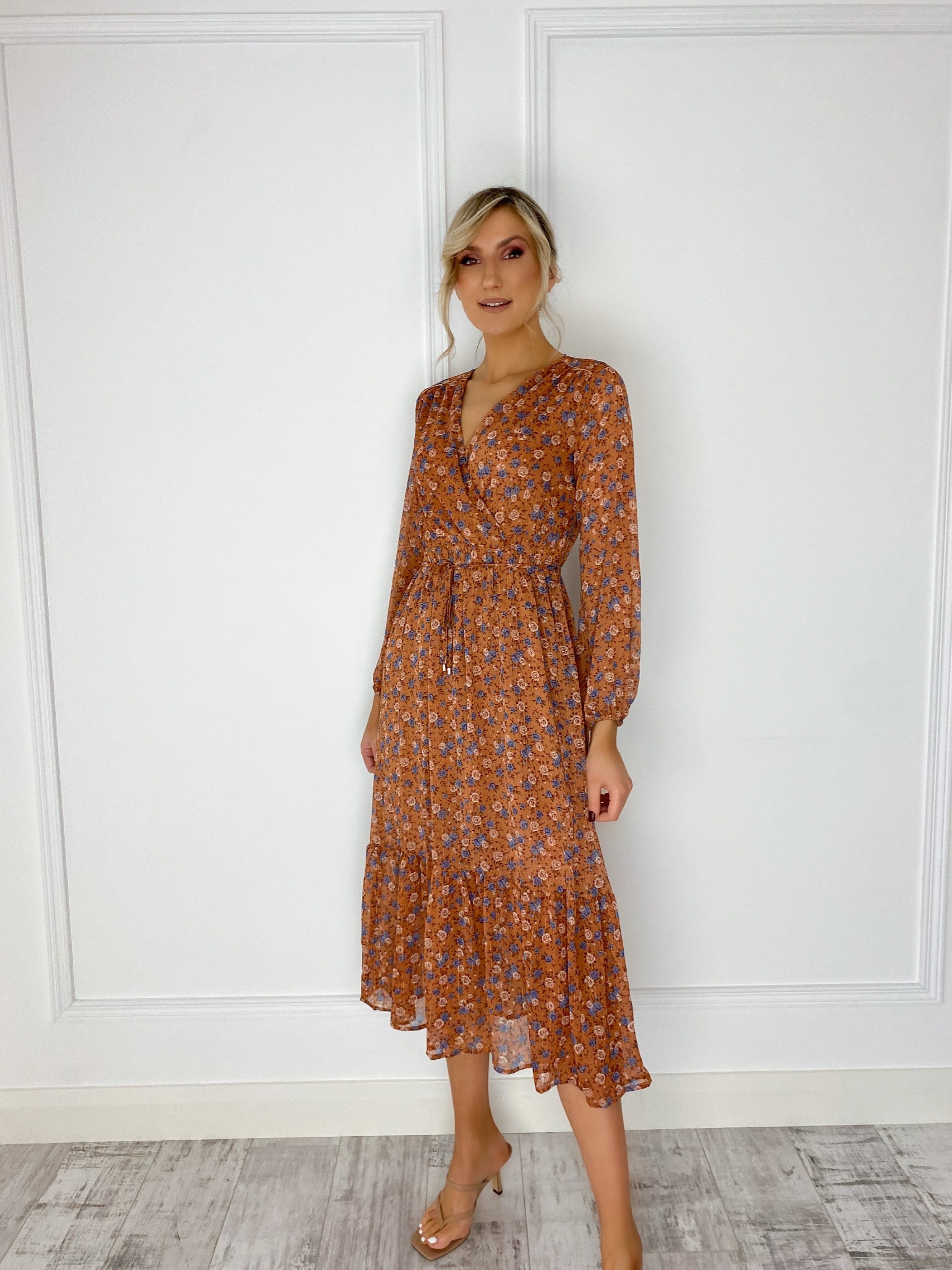 Burnt orange outlet floral dress