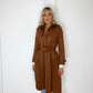 Pleated Maxi Coat - Brown