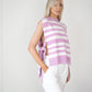 Purple and White Stripe Sweater Vest Knit