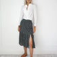 Black Floral Midi Skirt with Slit