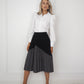 Black and Grey Abstract Print Pleated Skirt