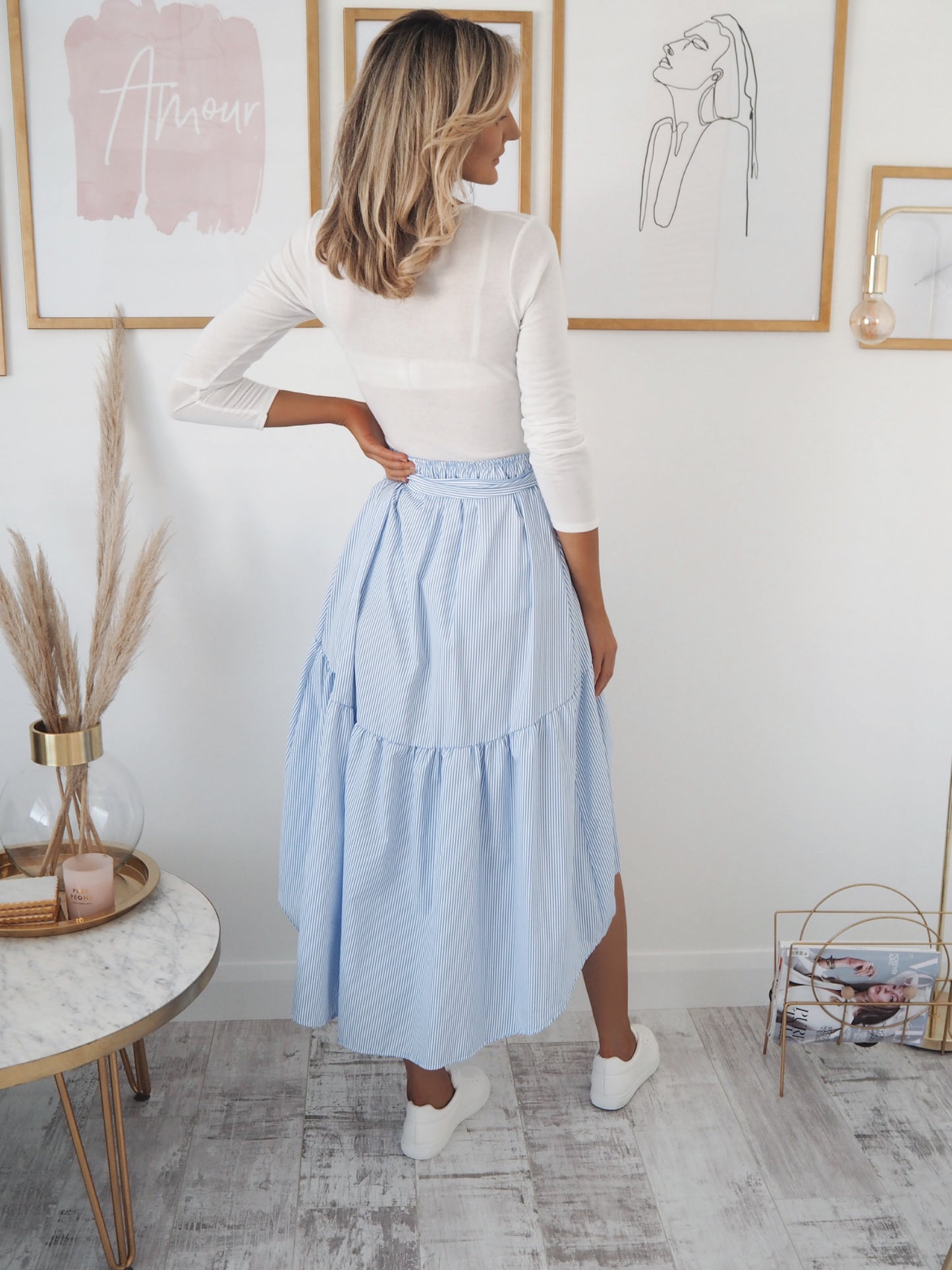 Arianna Stripe Skirt -Blue