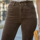 Solange Straight Velvet Pants - Choc